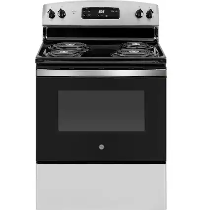 Front. GE - 5.0 Cu. Ft. Freestanding Electric Range - Stainless Steel.