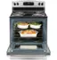 Left. GE - 5.0 Cu. Ft. Freestanding Electric Range - Stainless Steel.