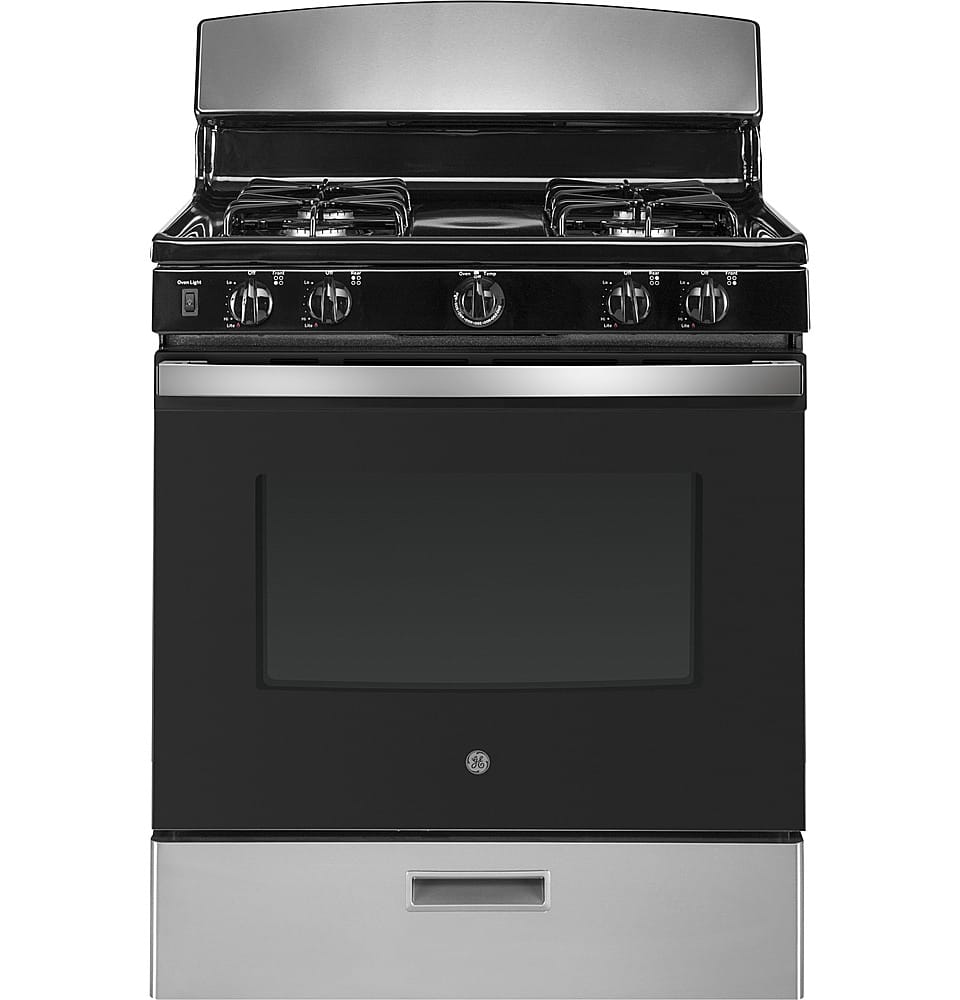 GE - 4.8 Cu. Ft. Freestanding Gas Range with Precise Simmer Burner and Sealed Cooktop Burners - Stainless Steel - Front_Zoom