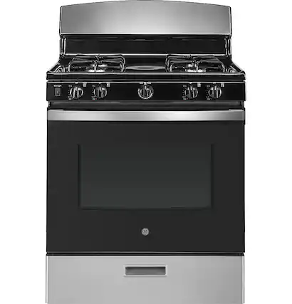 Front. GE - 4.8 Cu. Ft. Freestanding Gas Range - Stainless Steel.