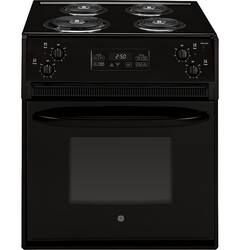 GE - 3.0 Cu. Ft. Self-Cleaning Drop-In Electric Range - Black on Black - Front_Zoom
