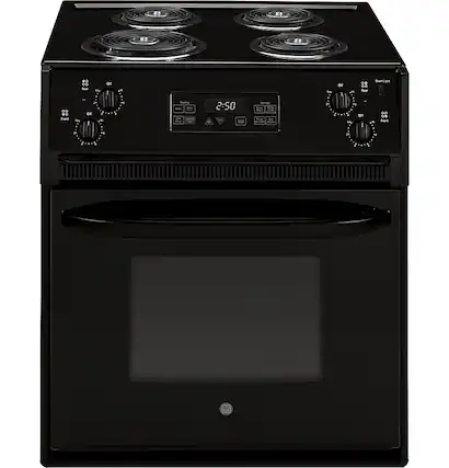 Front. GE - 3.0 Cu. Ft. Self-Cleaning Drop-In Electric Range - Black on Black.