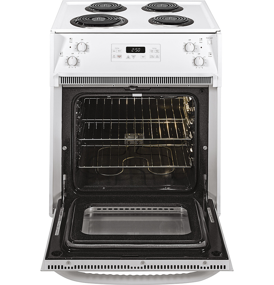 Angle View: Samsung - Geek Squad Certified Refurbished 6.3 cu. ft. Freestanding Electric Range with WiFi, No-Preheat Air Fry & Convection - Stainless steel