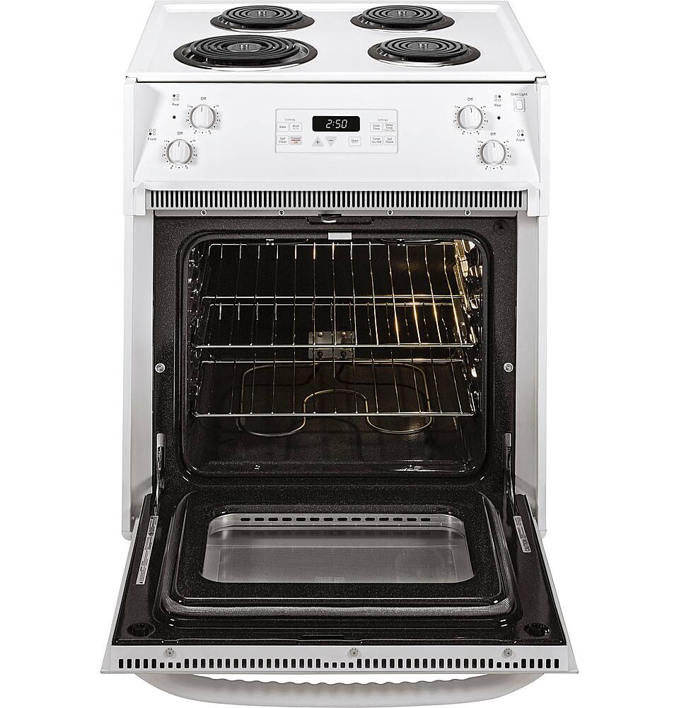 Angle. GE - 3.0 Cu. Ft. Self-Cleaning Drop-In Electric Range - White.
