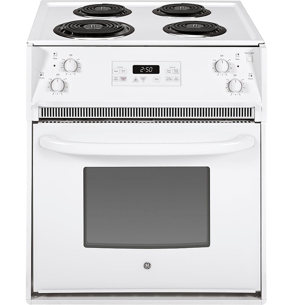 GE - 3.0 Cu. Ft. Self-Cleaning Drop-In Electric Range - White - Front_Zoom