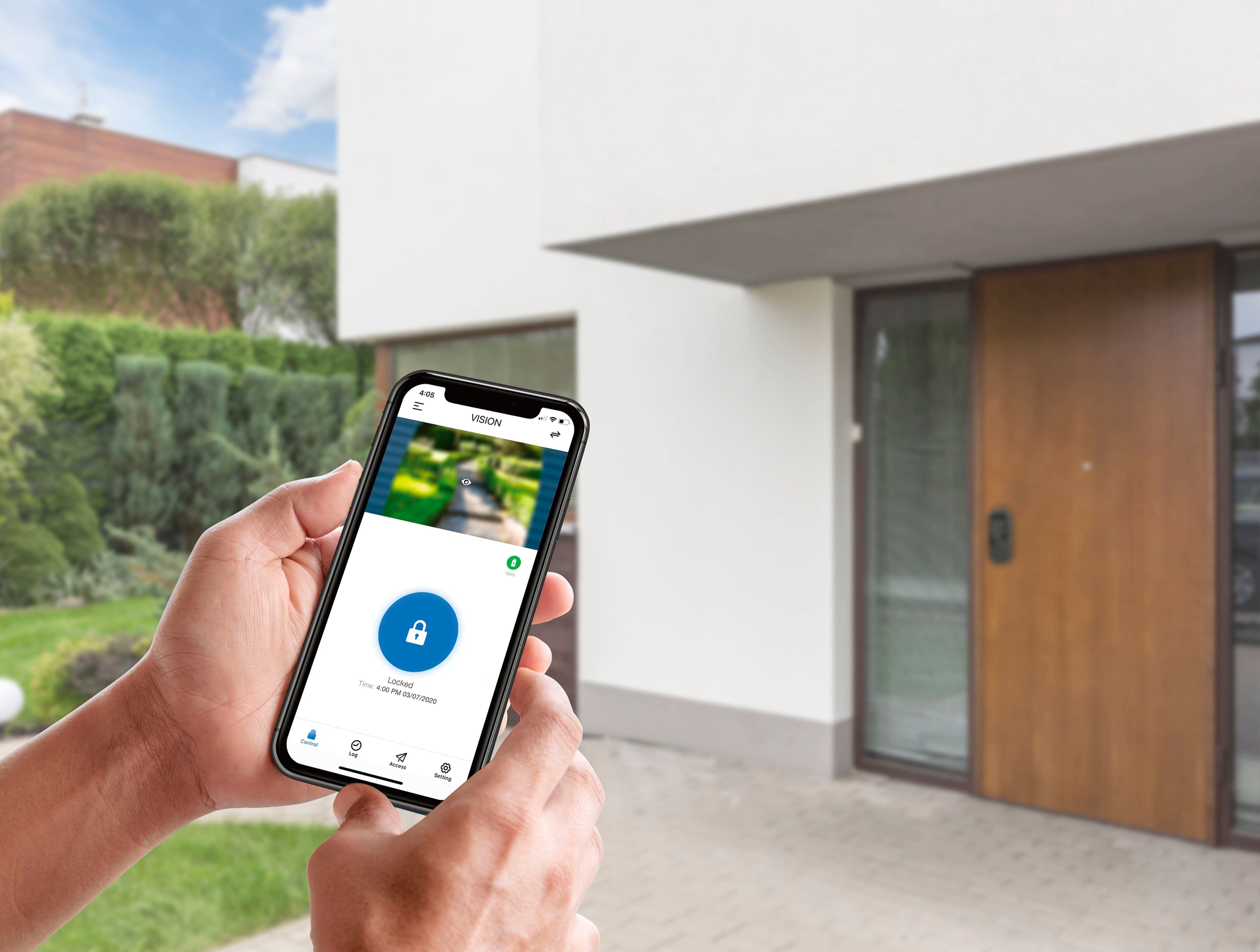 Alt View 18. Lockly - Vision Elite Smart Lock Deadbolt with with App/Keypad/Biometric/Voice Assistant/Key Access Solar Charging - Matte Black.