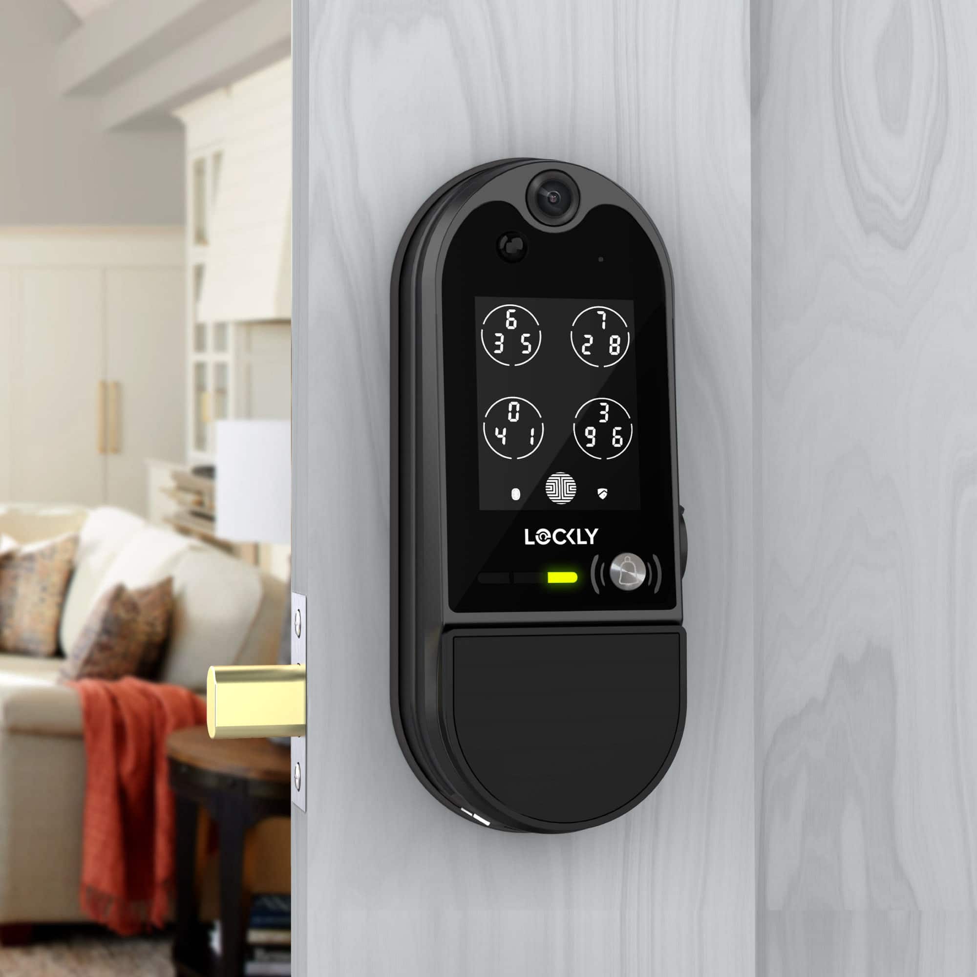 Alt View 14. Lockly - Vision Elite Smart Lock Deadbolt with with App/Keypad/Biometric/Voice Assistant/Key Access Solar Charging - Matte Black.