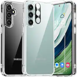 Entronix - Protective Bundle for Samsung Galaxy S25 Plus - Case, Screen Protector & Camera Lens Cover - Clear