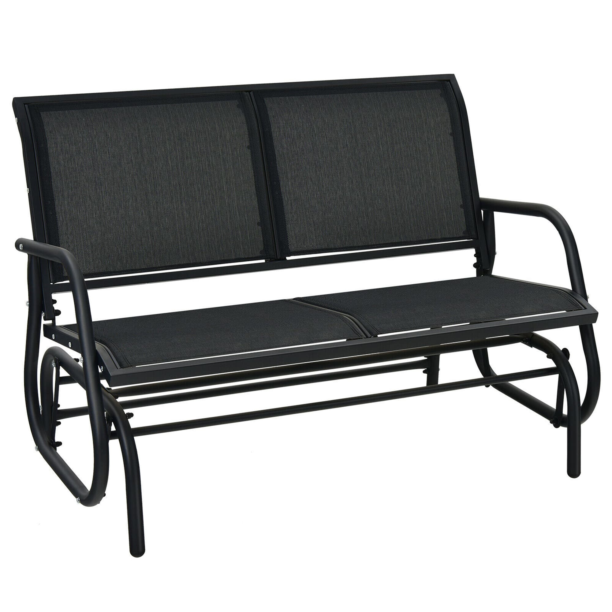 Gymax - Patio Swing Glider Bench Loveseat Rocking Chair Backyard Poolside - Black