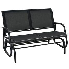 Costway - Patio Swing Glider Bench Loveseat Rocking Chair Backyard Poolside - Black