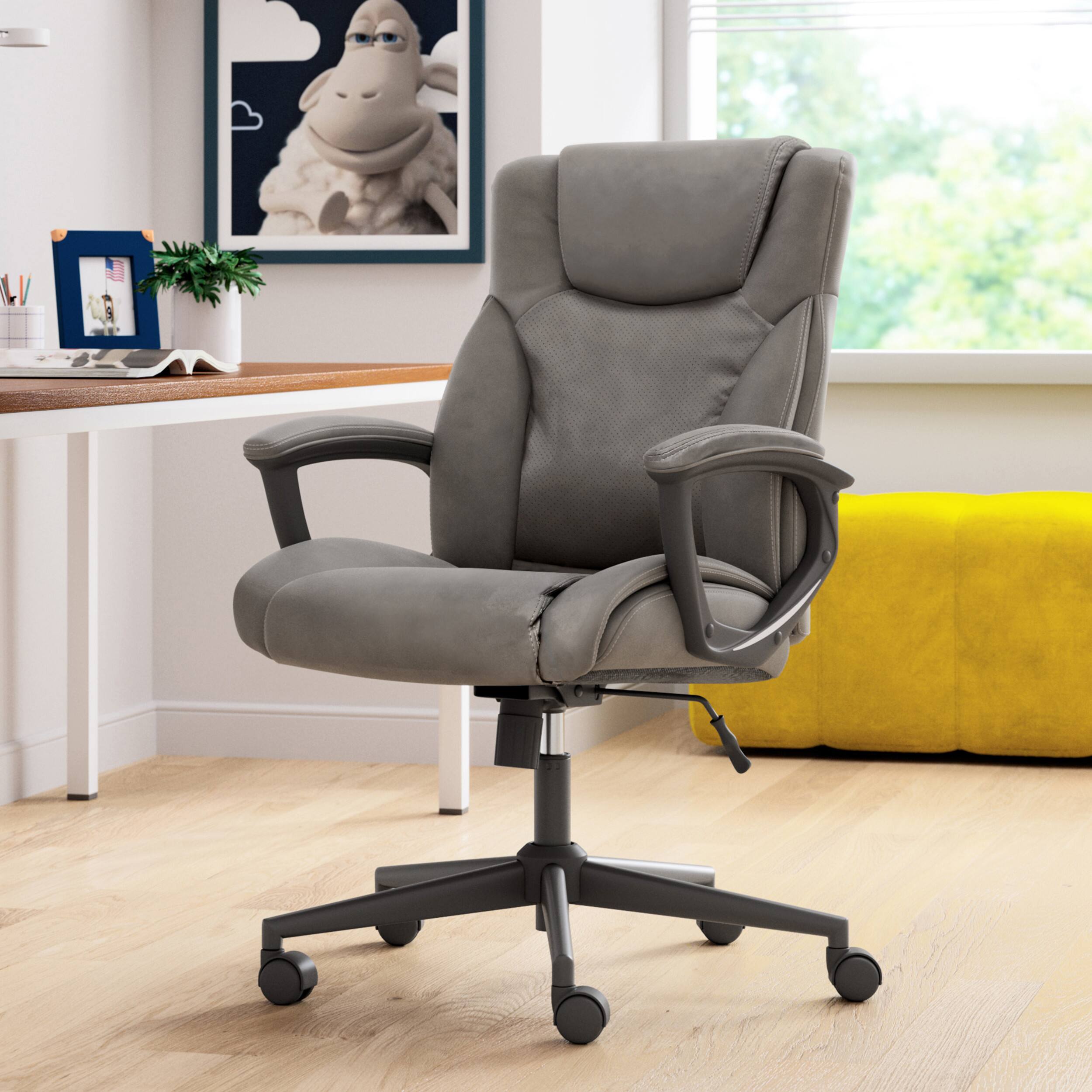 Angle. Serta - Connor Upholstered Executive High-Back Office Chair with Lumbar Support - Bonded Leather - Gray.