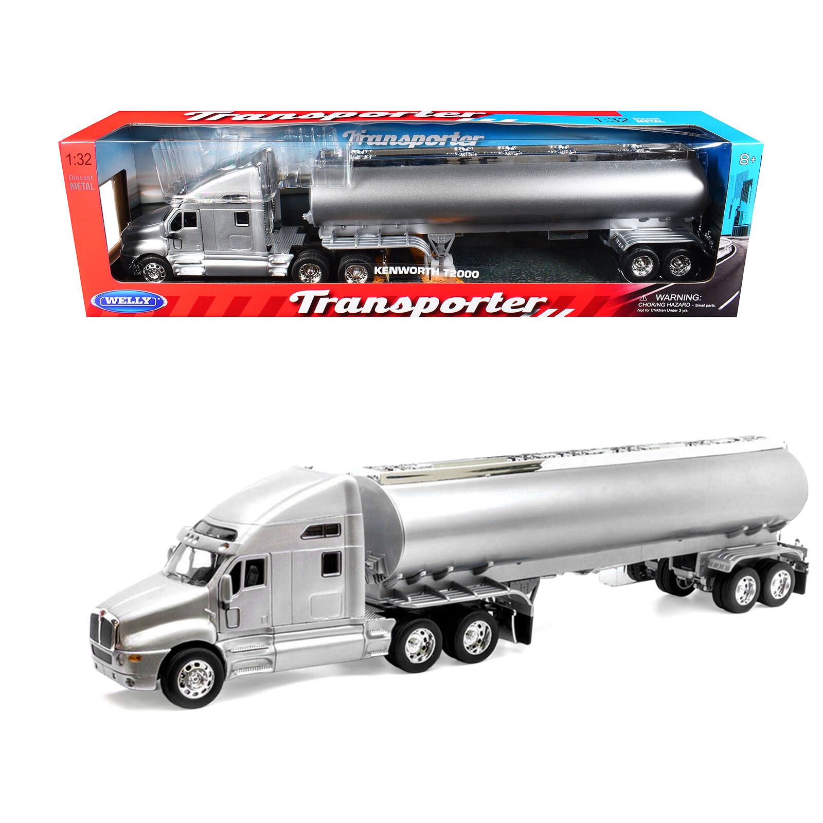 "Kenworth T2000 Truck Silver Metallic with Silver Tanker Trailer ""Transporter"" Series 1/32 Diecast Model by Welly" price history on PriceWatchPro