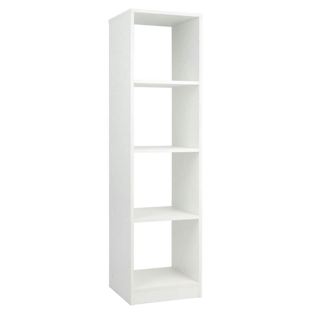 Pefilos - 5 Tiers 4-Cube Narrow Bookshelf with 4 Anti-Tipping Kits- Tall Bookshelf, Shelves for Living Room, Home Office - White