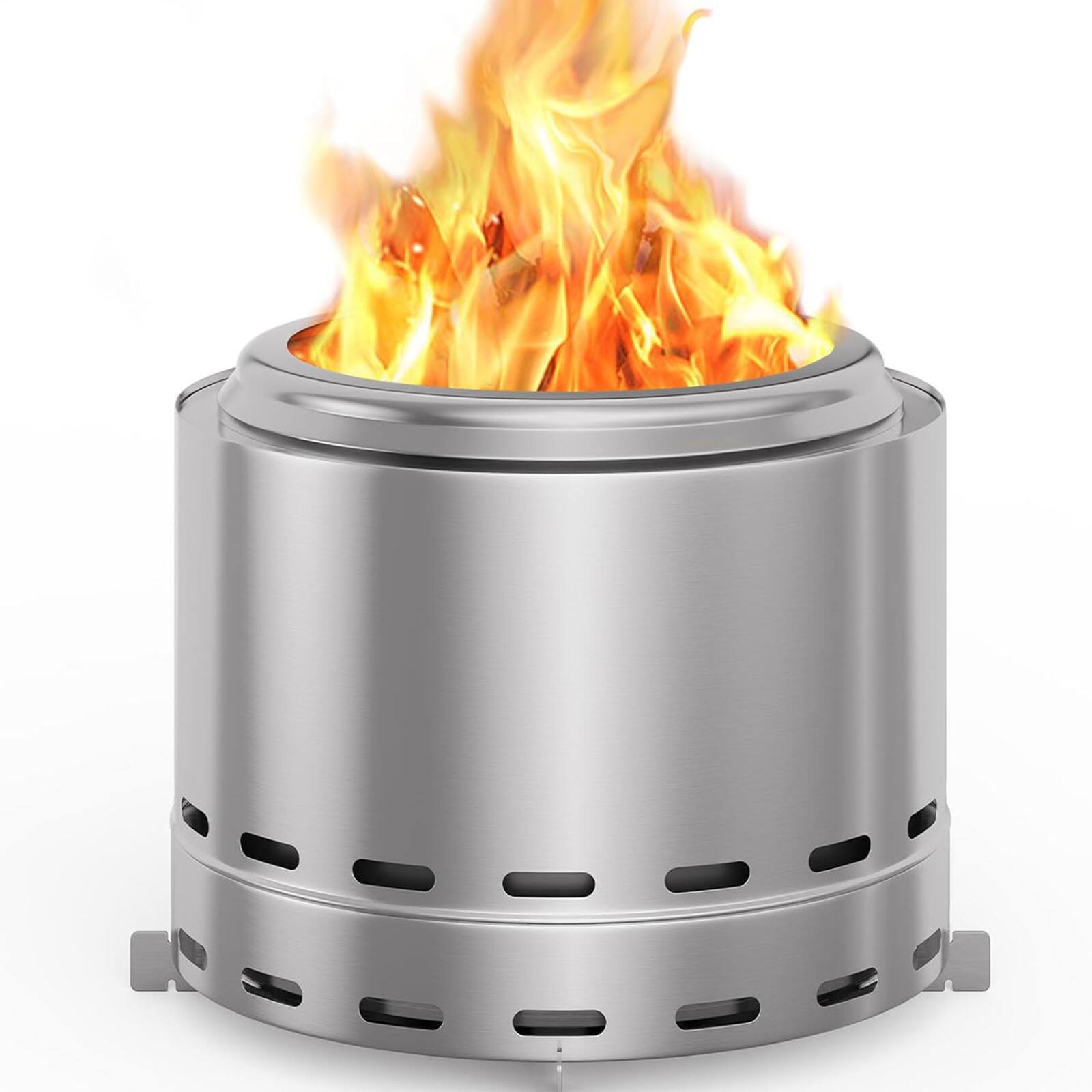 Front. Chateau Abodes - 19.5" Portable Smokeless Fire Pit with Stand & Bag, Wood Burning with Removable Ash Pan for Low Smoke, Easy Clean - Sliver.