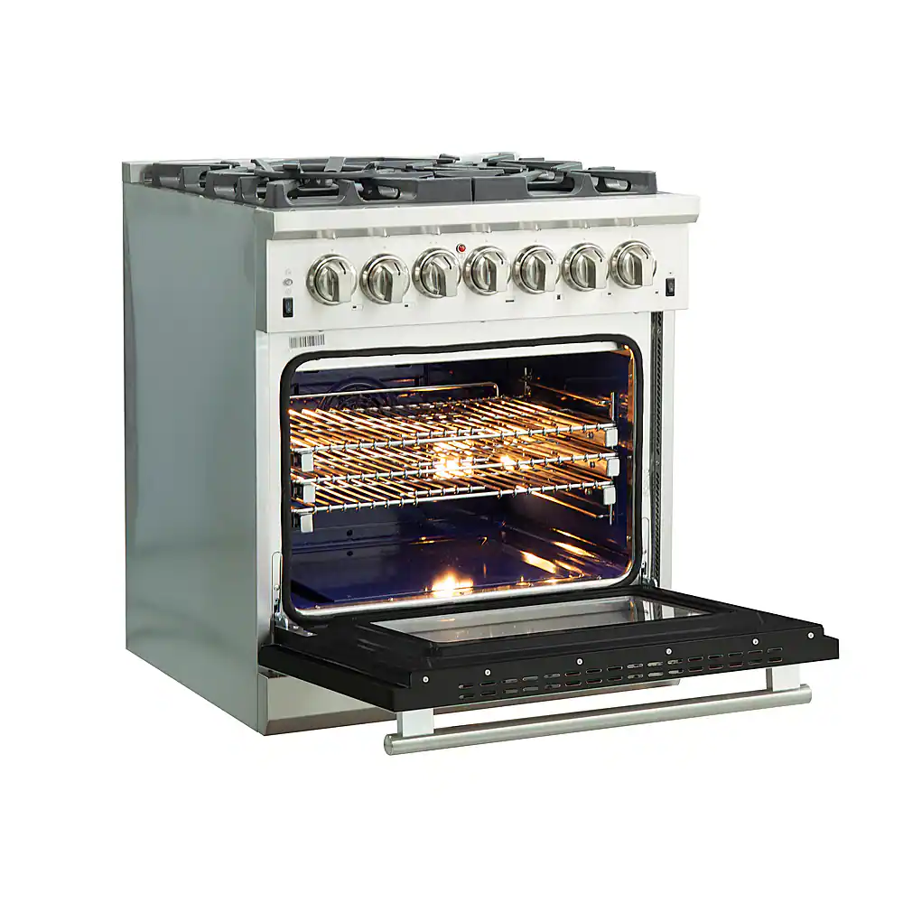 Alt View 1. Forno Appliances - Capriasca 4.32 Cu. Ft. Freestanding Dual Fuel Electric Range with Convection Oven - Black Door.