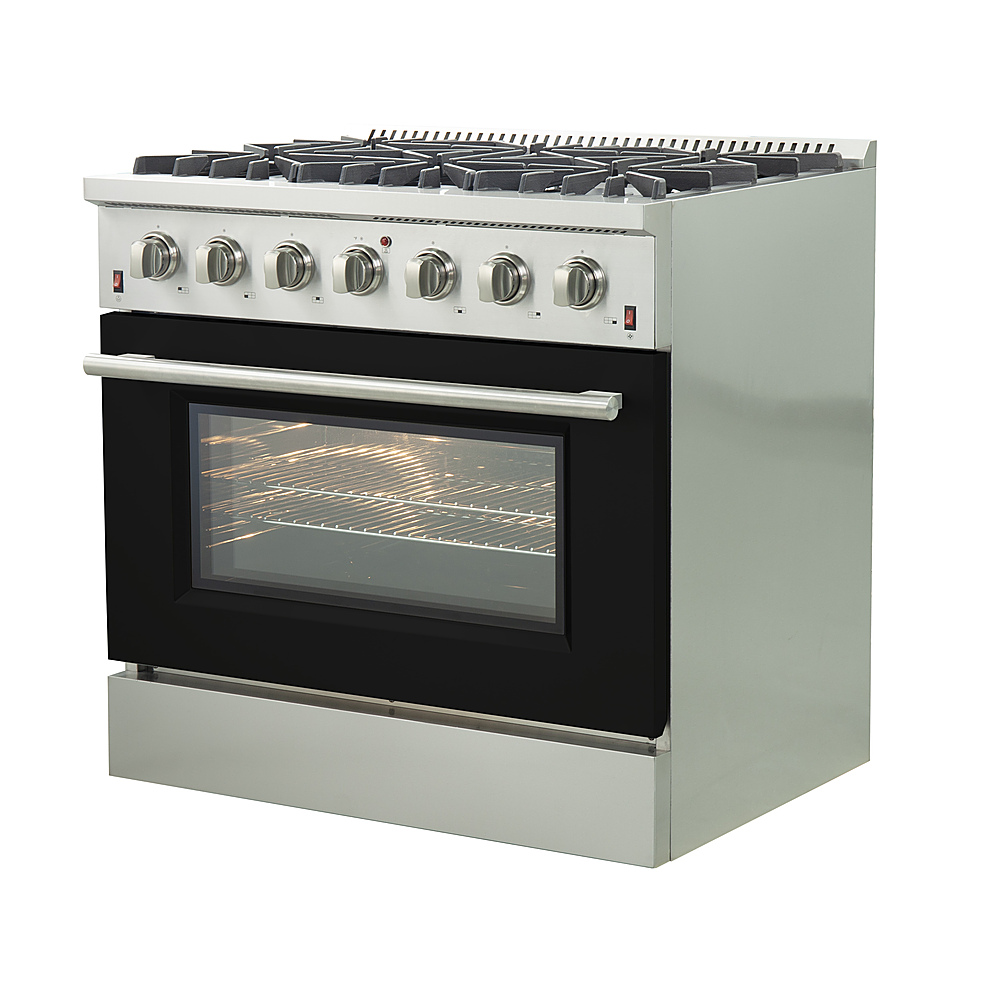 Angle View: Forno Appliances - Galiano - 5.36 Cu. Ft. Freestanding Gas Range with Convection Oven - Black Door