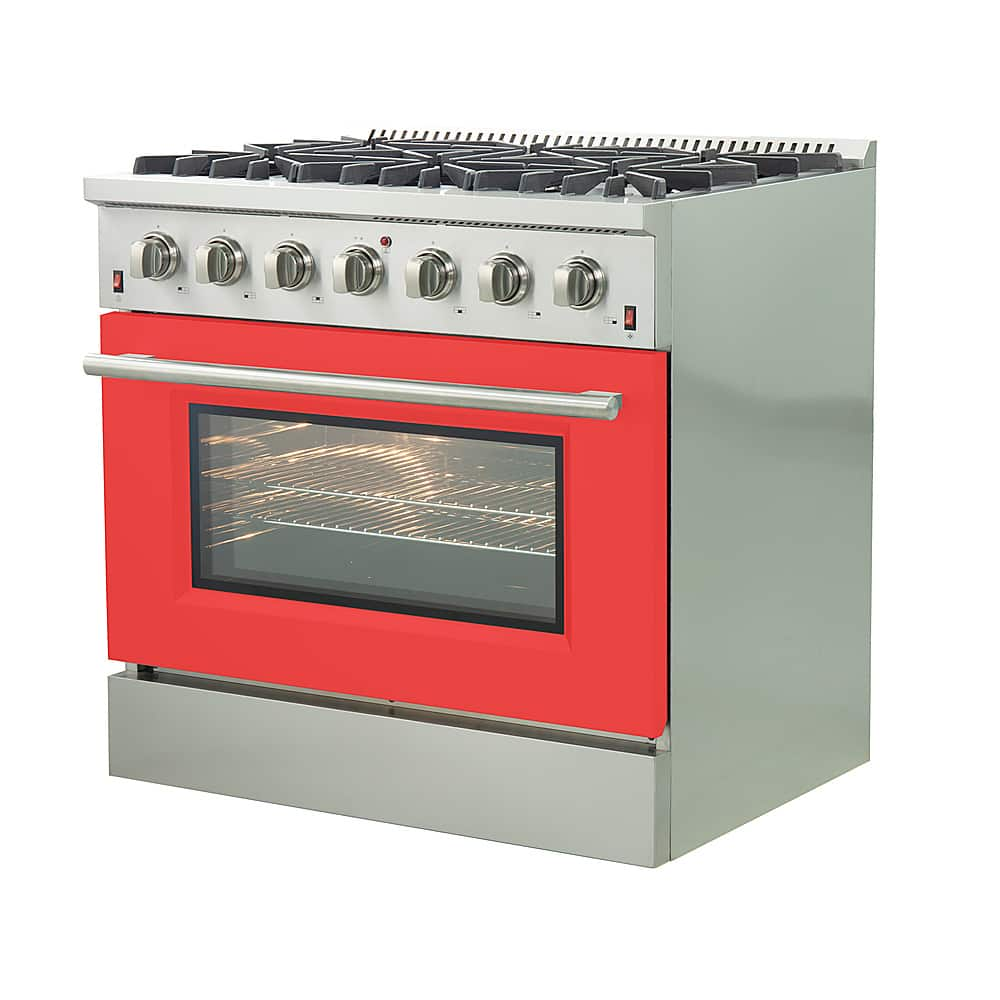 Angle View: Forno Appliances - Galiano - 5.36 Cu. Ft. Freestanding Gas Range with Convection Oven - Red Door