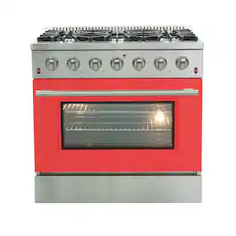 Forno Appliances - Galiano 5.36 Cu. Ft. Freestanding Gas Range with Convection Oven - Red