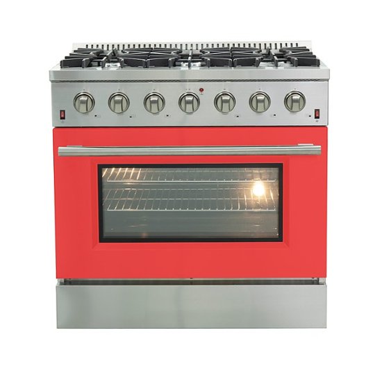 Forno Appliances – Galiano – Gold Professional 36″ Freestanding Red Door Gas Range