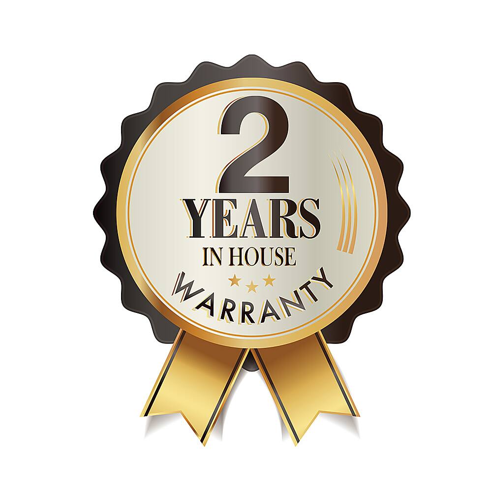 The image features a gold and brown award with a ribbon and a star. The text "2 Years In House Warranty" is displayed prominently in the center of the award, indicating that the recipient has received a two-year warranty for their home. The award is presented in a clean and professional manner, making it an attractive and meaningful decoration.