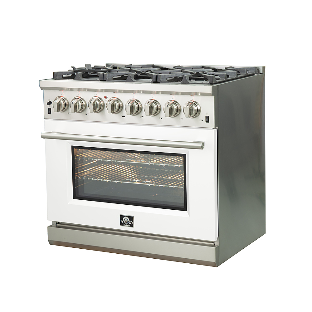 Angle View: Forno Appliances - Capriasca 5.36 Cu. Ft. Freestanding Dual Fuel Electric Range with Convection Oven - White Door