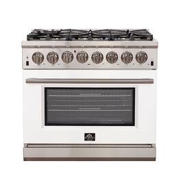 Forno Appliances - 36 in. Wide 6 Burner Capriasca 5.36 Cu. Ft. Freestanding Dual Fuel Electric Range with Convection Oven - White Door