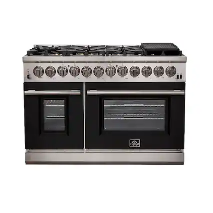 Front. Forno Appliances - Capriasca 6.58 Cu. Ft. Freestanding Dual Fuel Electric Range with Convection Ovens - Black Door.