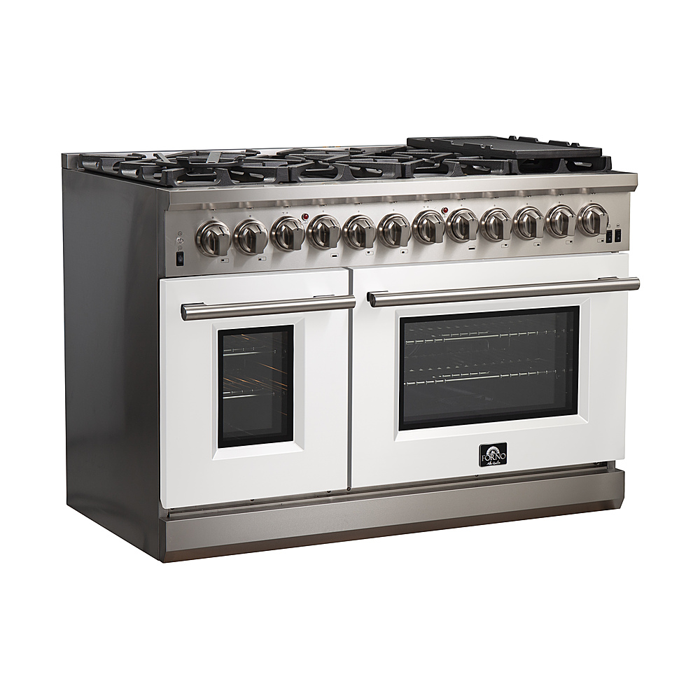 Angle View: Forno Appliances - Capriasca 6.58 Cu. Ft. Freestanding Dual Fuel Electric Range with Convection Ovens - White Door
