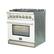 Angle. Forno Appliances - Capriasca 4.32 Cu. Ft. Freestanding Dual Fuel Electric Range with Convection Oven - White Door.
