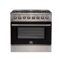 Forno Appliances - Galiano 5.36 Cu. Ft. Freestanding Dual Fuel Electric Range with Convection Oven - Black Door - Stainless Steel/Black Glass - Front_Zoom