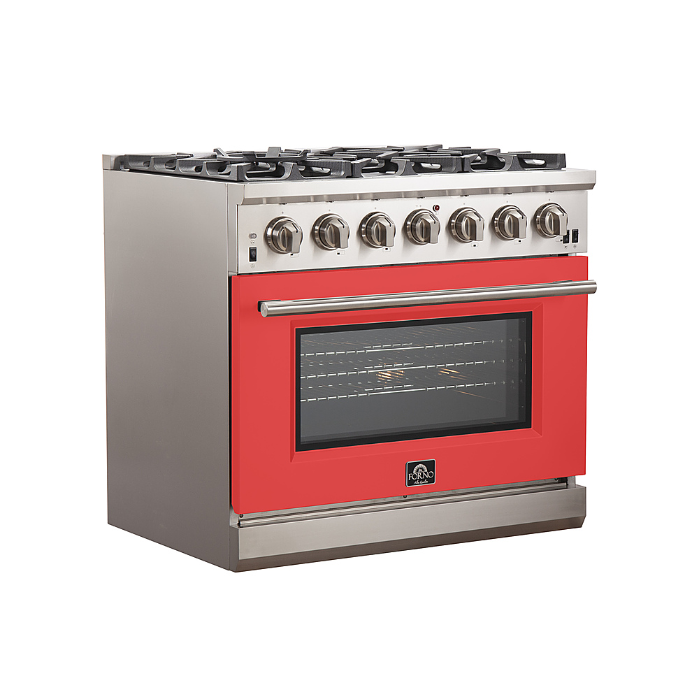 Angle View: Forno Appliances - Capriasca 5.36 Cu. Ft. Freestanding Gas Range with Convection Oven - Red Door