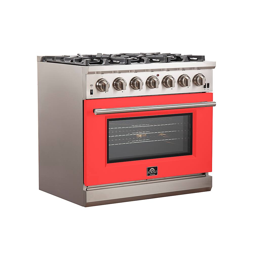 Angle. Forno Appliances - Capriasca 5.36 Cu. Ft. Freestanding Gas Range with Convection Oven - Red Door - Red.