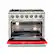 Left. Forno Appliances - Capriasca 5.36 Cu. Ft. Freestanding Gas Range with Convection Oven - Red Door - Red.