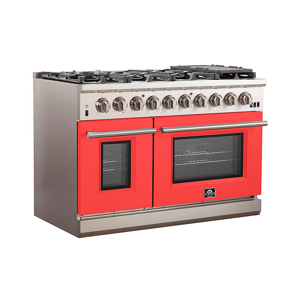Angle. Forno Appliances - Capriasca 6.58 Cu. Ft. Freestanding Gas Range with Convection Ovens - Red.