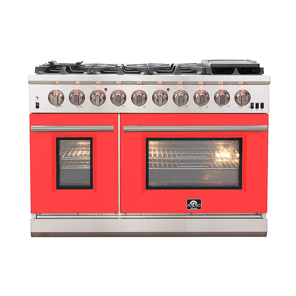 Front. Forno Appliances - Capriasca 6.58 Cu. Ft. Freestanding Gas Range with Convection Ovens - Red Door - Red.