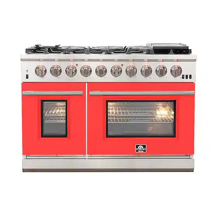 Front. Forno Appliances - Capriasca 6.58 Cu. Ft. Freestanding Gas Range with Convection Ovens - Red Door - Red.