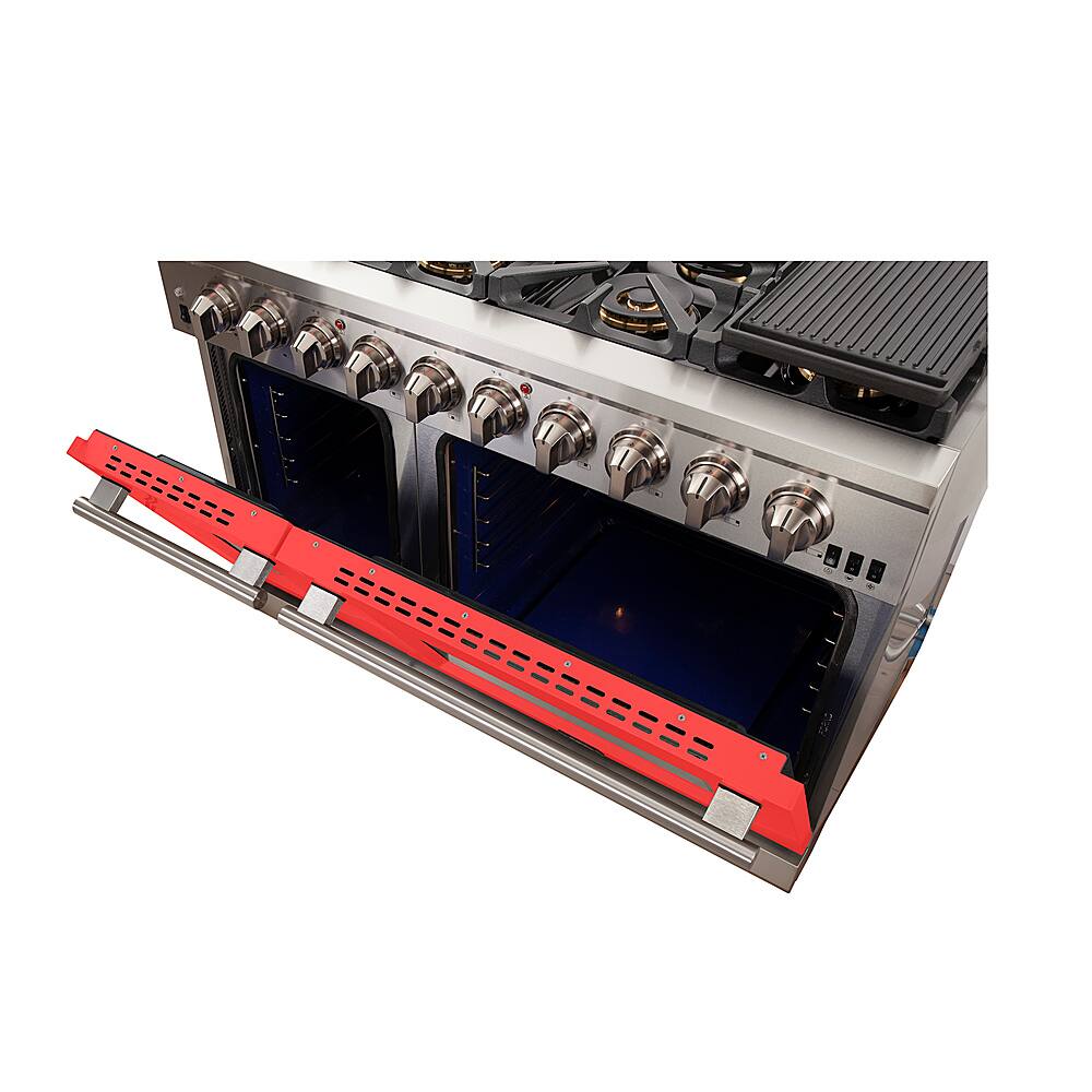 Alt View 12. Forno Appliances - Capriasca 6.58 Cu. Ft. Freestanding Gas Range with Convection Ovens - Red Door - Red.