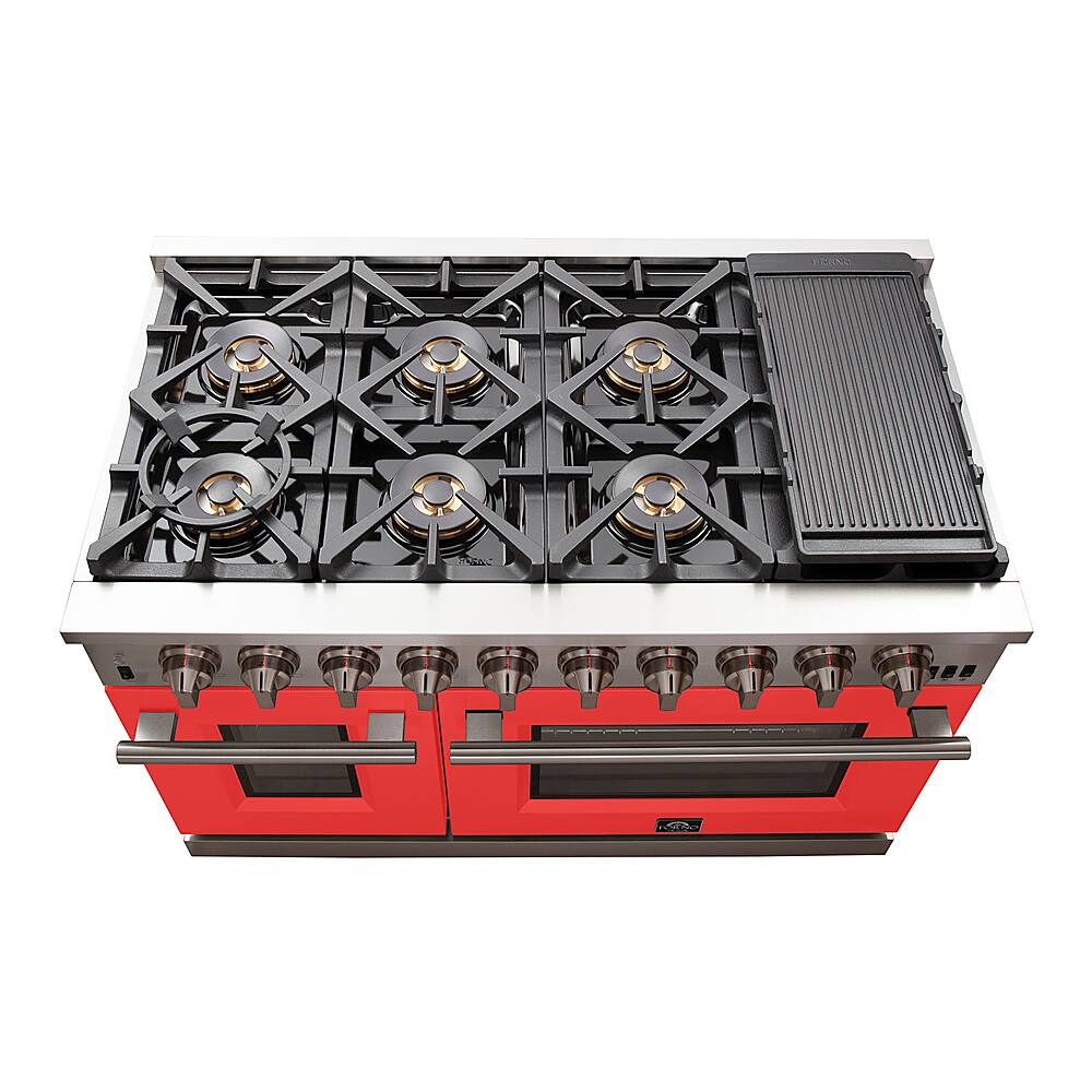 Alt View 2. Forno Appliances - Capriasca 6.58 Cu. Ft. Freestanding Gas Range with Convection Ovens - Red Door - Red.