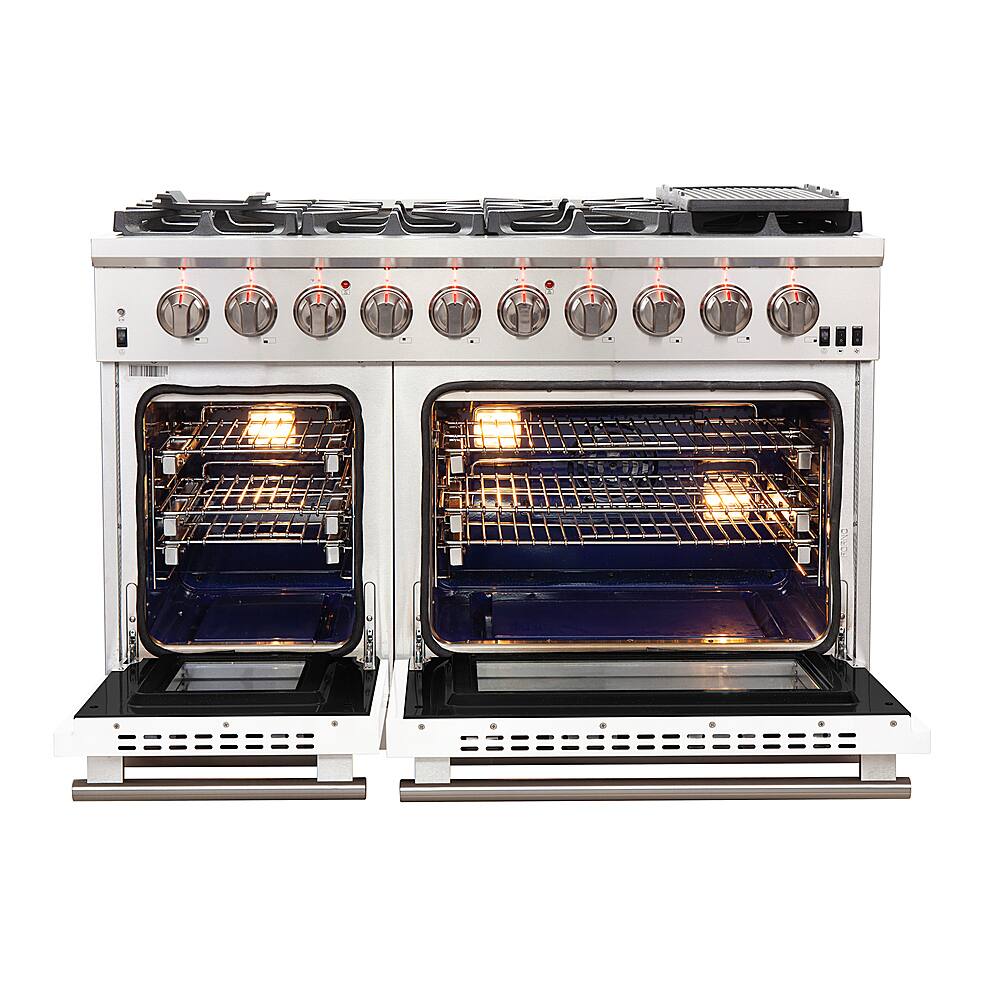Left. Forno Appliances - Capriasca 6.58 Cu. Ft. Freestanding Gas Range with Convection Ovens - White Door - White.