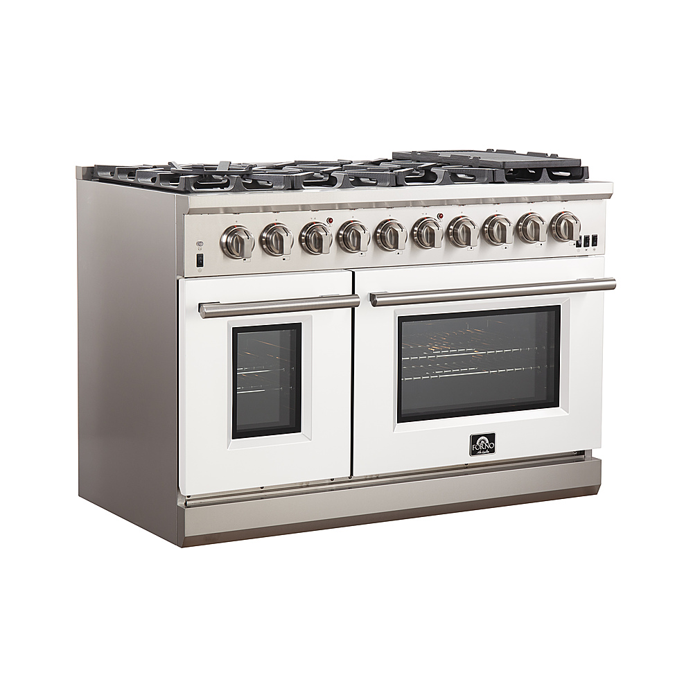 Angle View: Forno Appliances - Capriasca 6.58 Cu. Ft. Freestanding Gas Range with Convection Ovens - White Door
