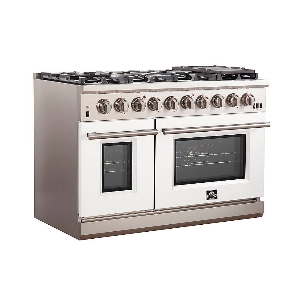 Angle. Forno Appliances - Capriasca 6.58 Cu. Ft. Freestanding Gas Range with Convection Ovens - White Door - White.