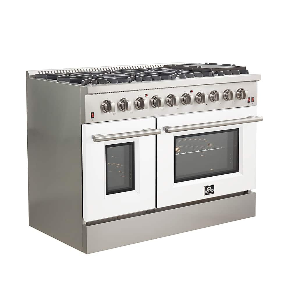 Angle View: Forno Appliances - Galiano 6.58 Cu. Ft. Freestanding Gas Range with Convection Oven - White Door