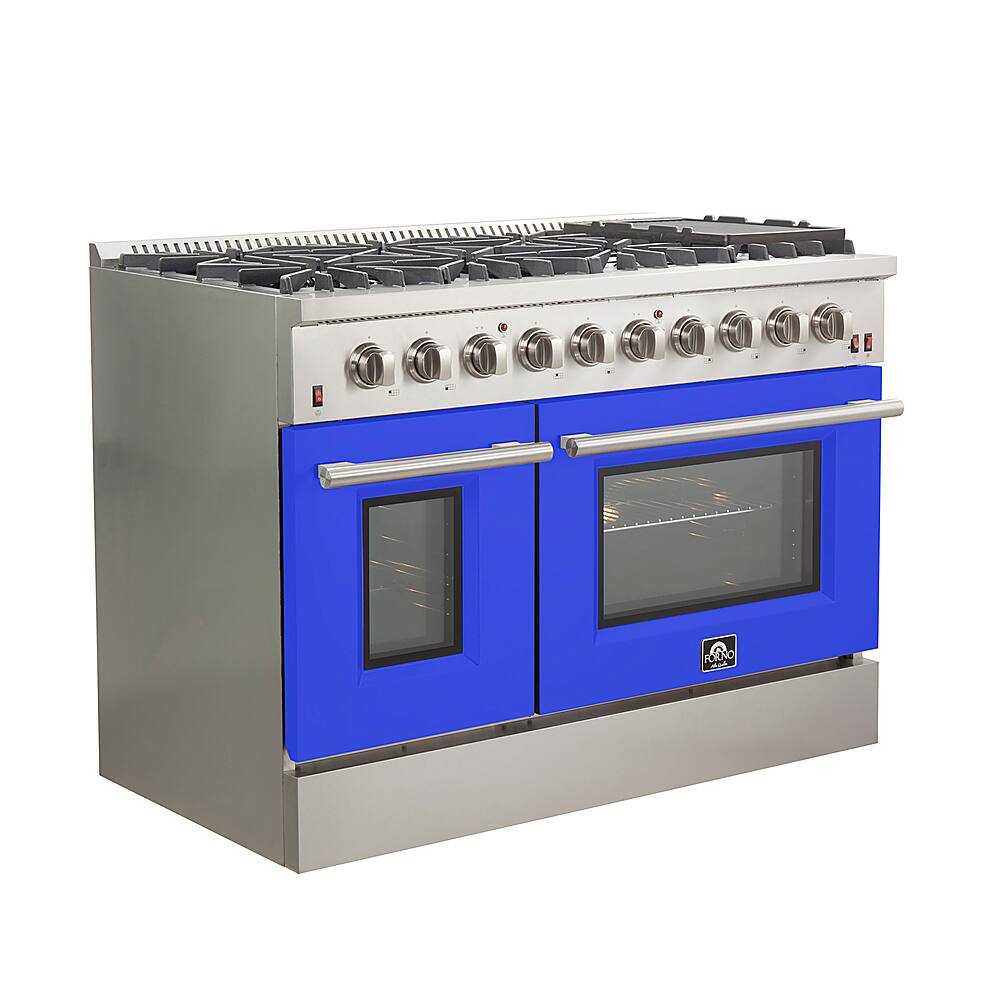 Angle. Forno Appliances - Galiano 6.58 Cu. Ft. Freestanding Gas Range with Convection Oven - Blue Door - Blue.