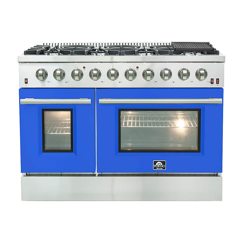 Front. Forno Appliances - Galiano 6.58 Cu. Ft. Freestanding Gas Range with Convection Oven - Blue Door - Blue.