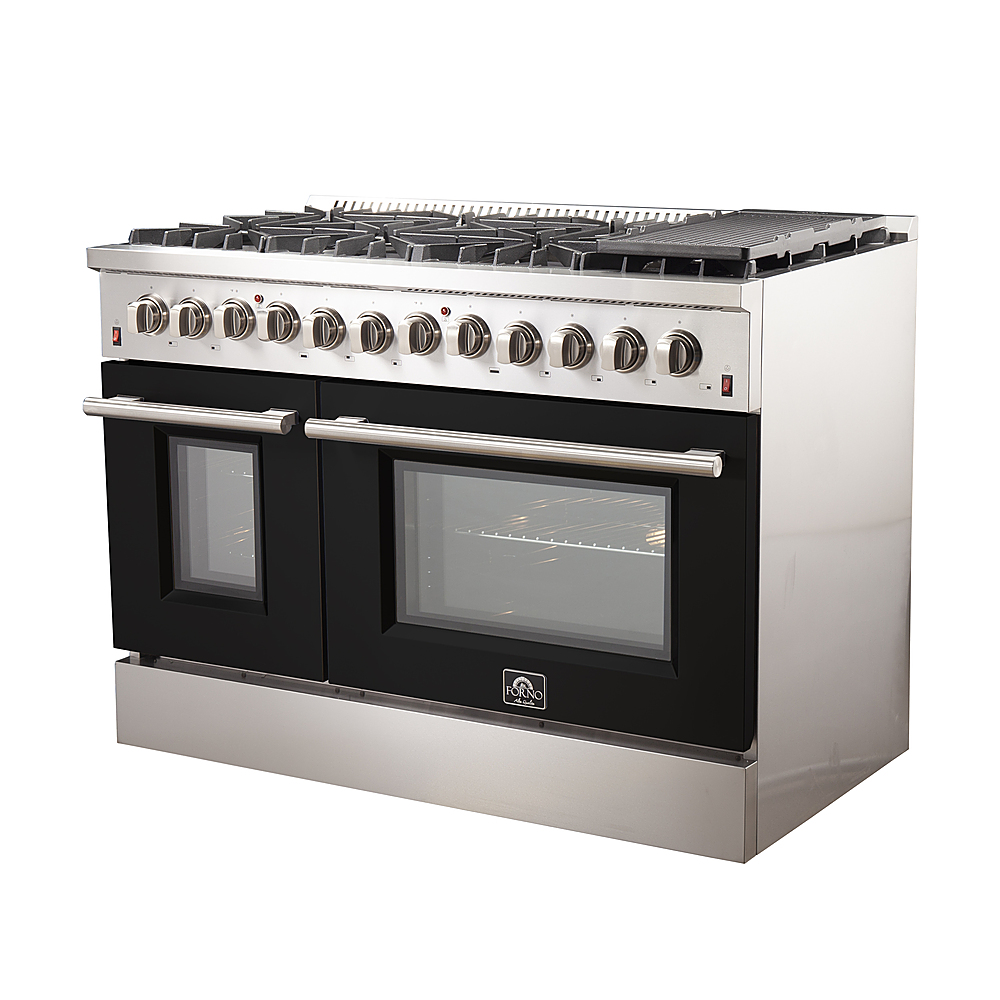 Angle View: Forno Appliances - Galiano 6.58 Cu. Ft. Freestanding Dual Fuel Electric Range with Convection Oven - Black Door