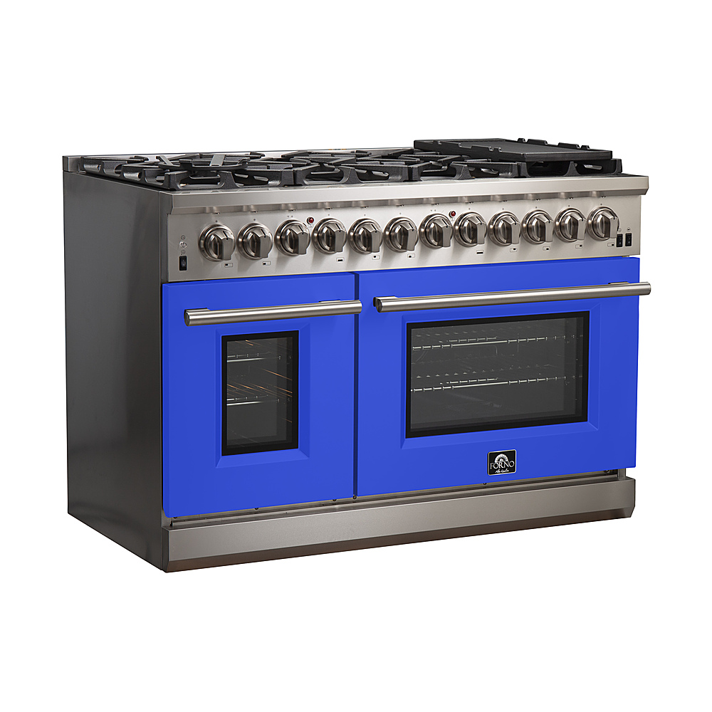 Angle View: Forno Appliances - Capriasca 6.58 Cu. Ft. Freestanding Dual Fuel Electric Range with Convection Ovens - Blue Door