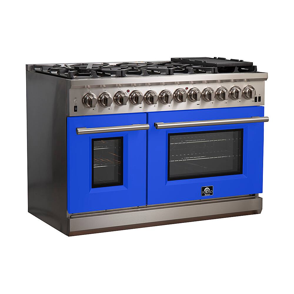 Angle. Forno Appliances - Capriasca 6.58 Cu. Ft. Freestanding Dual Fuel Electric Range with Convection Ovens - Blue.