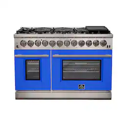 Forno Appliances - Capriasca 6.58 Cu. Ft. Freestanding Dual Fuel Electric Range with Convection Ovens - Blue