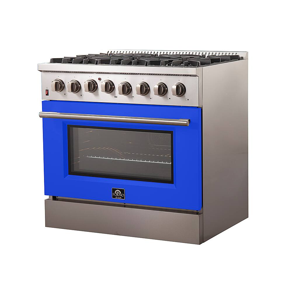 Angle. Forno Appliances - Galiano 5.36 Cu. Ft. Freestanding Dual Fuel Electric Range with Convection Oven - Blue.
