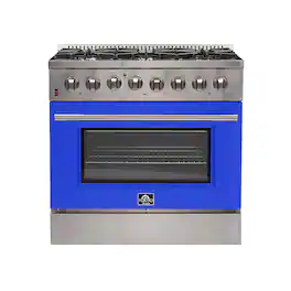 Forno Appliances - Galiano 5.36 Cu. Ft. Freestanding Dual Fuel Electric Range with Convection Oven - Blue